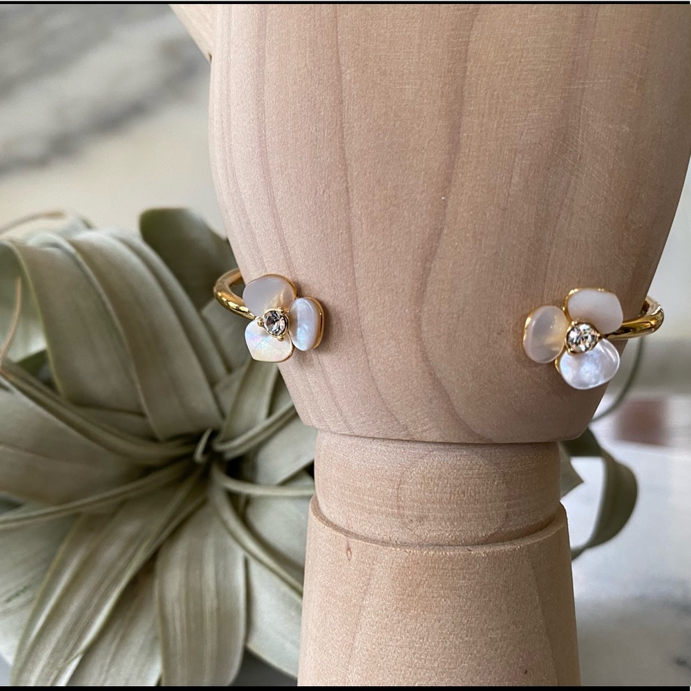 Kate Spade New York Mother of Pearl Pansy Thin Cuff Bracelet